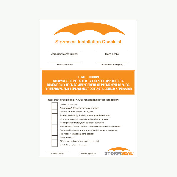 Stormseal Installation Checklist Stickers (Carton of 25) - Image 2